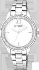 00 EJ6040-51D EJ6040-51D Ladies Citizen Quartz round stainless steel case and bracelet with mother-ofpearl dial. Water resistant. Jewellery clasp.