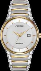 00 BM6954-59A EW1944-55A BM6954-59A Gents EW1944-55A Ladies Citizen Eco-Drive round two-tone stainless steel case and bracelet.