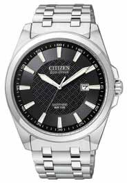 00 BM7100-59E BM7100-59E Gents Citizen Eco-Drive round stainless steel case and bracelet. Black dial with date. Sapphire glass. WR100.