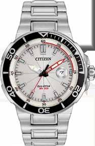 anti-reflective crystal, one-way rotating elasped-time bezel, screw-back case, date 45mm case, WR200, fold over clasp with hidden double push