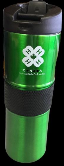 spillage. Removable straw. 4-H BC logo.
