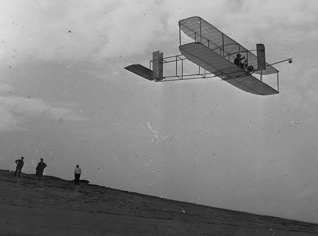 The first airplane flight in history.