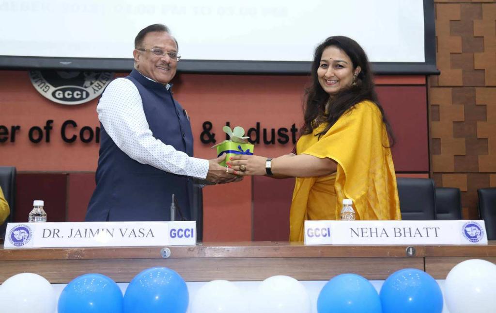 Neha Bhatt Chair Person GCCIBWW -2018, has given the very useful message to society; she has initiated to give a plant pot to guests,