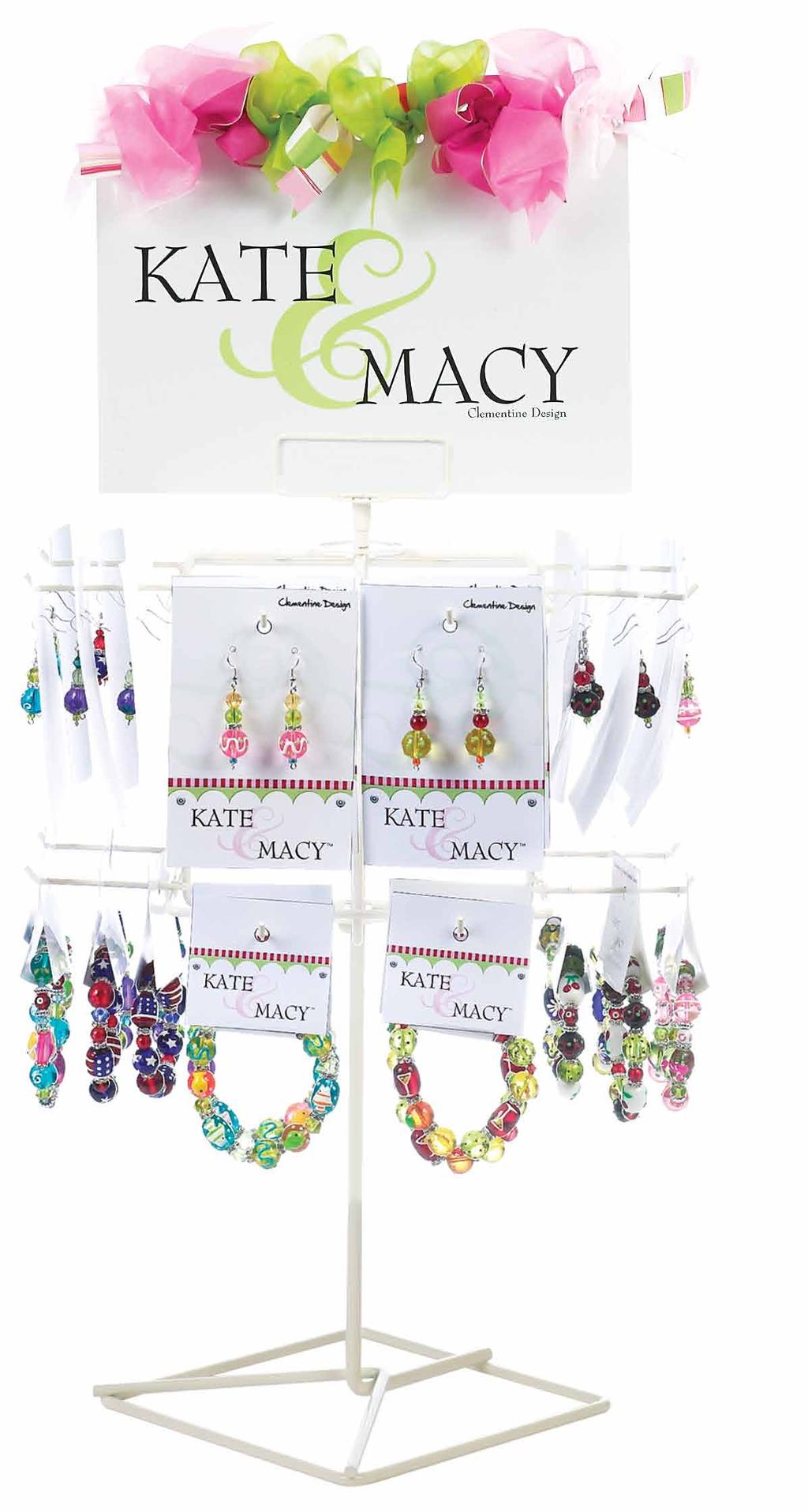 KATE & MACY JEWELRY 48-PC. DISPLAY 8 bracelet styles and 8 earring styles with free display. Assortment preselected for display.