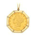 5 grams 3023 PENDANT: [1] 14kt yellow gold dog tag pendant, ''SPUDDY''; 1.75'' tall x 0.75'' wide; 4.1 grams NECKLACE: [1] 10kt yellow and white gold mariner link necklace; 20''; 9.