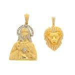 3036 PENDANT: 10k yellow gold Lion pendant; (176) round brilliant cut diamonds, 1.4mm- 1.5mm = an estimated 2.50 carats, Good/G-H/SI2-I1; 21.9 grams.
