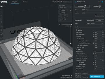 Reference the suggested settings below. Domes Halves The geodesic sphere is comprised of two 3D printed domes.