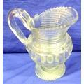 287. Old Irish decanter with triple ringed neck, diamond cut panels, and