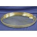 Oval Sheffield plated serving tray with pierced gallery and gadroon borders, on