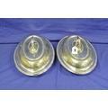 Pair of heavy oval silverplated entrée dishes with covers and detachable handles,