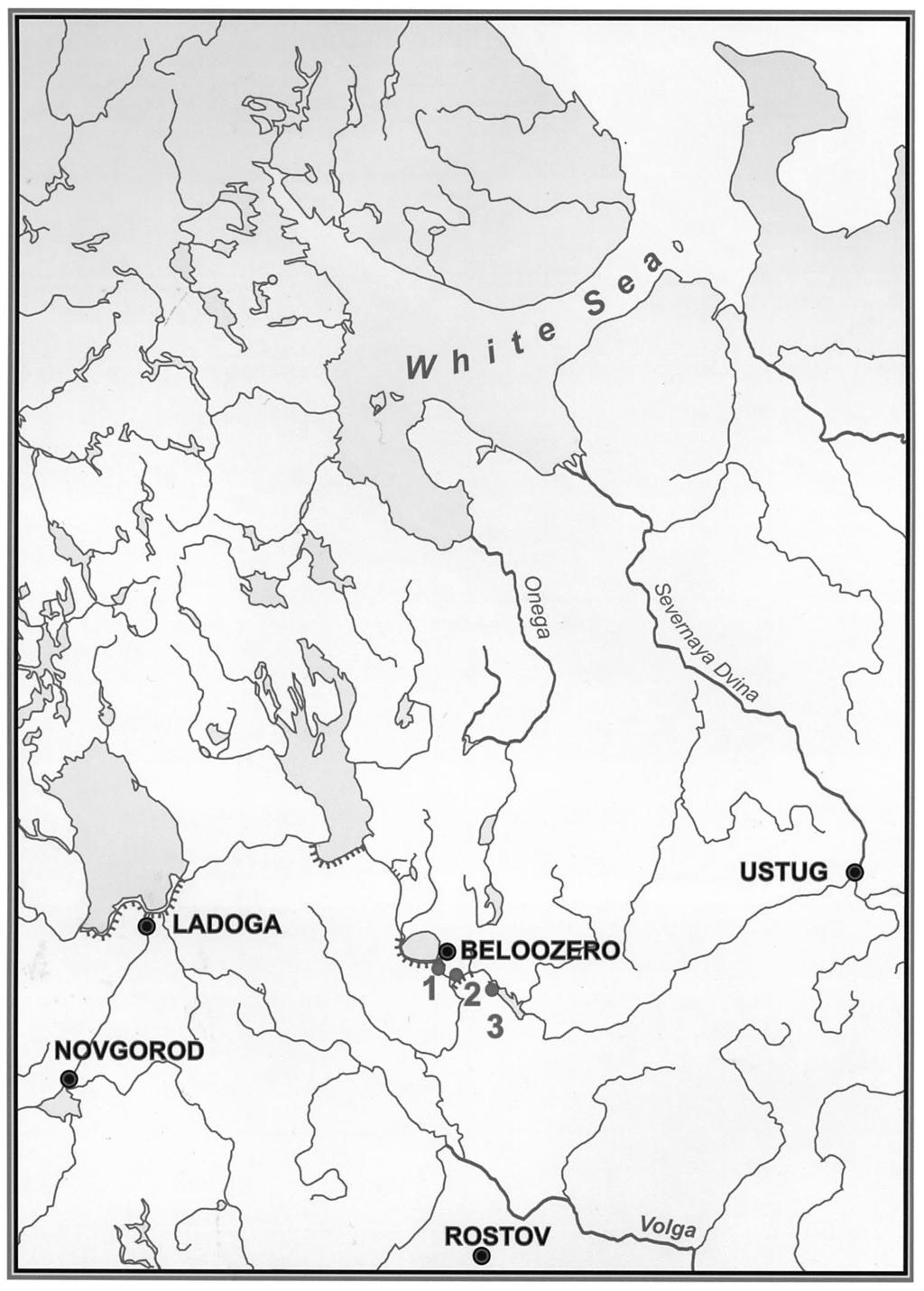 Figure 1. Northern Rus with the main towns, mentioned in the written sources, 950 1200 AD.