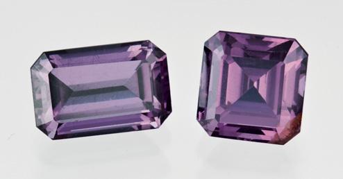 Figure 24. These garnets (1.32 and 1.39 ct) are from a new deposit in Kenya. The stone on the left displays a stronger color change.