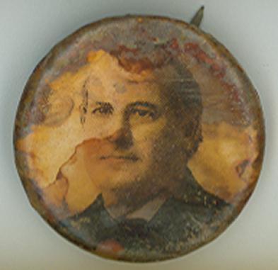 not crucify mankind upon a cross of gold. (Burton 2007: 356, quoting Bryan) Figure 4.6. William Jennings Bryan campaign pin from Feature 28 (Images by Christopher Fennell).