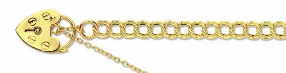 9ct yellow gold 9ct Padlock & Safety Chain Diamond Curb Bracelets The popular diamond cut Curb bracelet with padlock and fine safety chain. 72/4 Diamond Curb VBJ QC+ 21.5g.