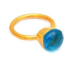 Gemstone Ring Blue Titanium Druzy Oval