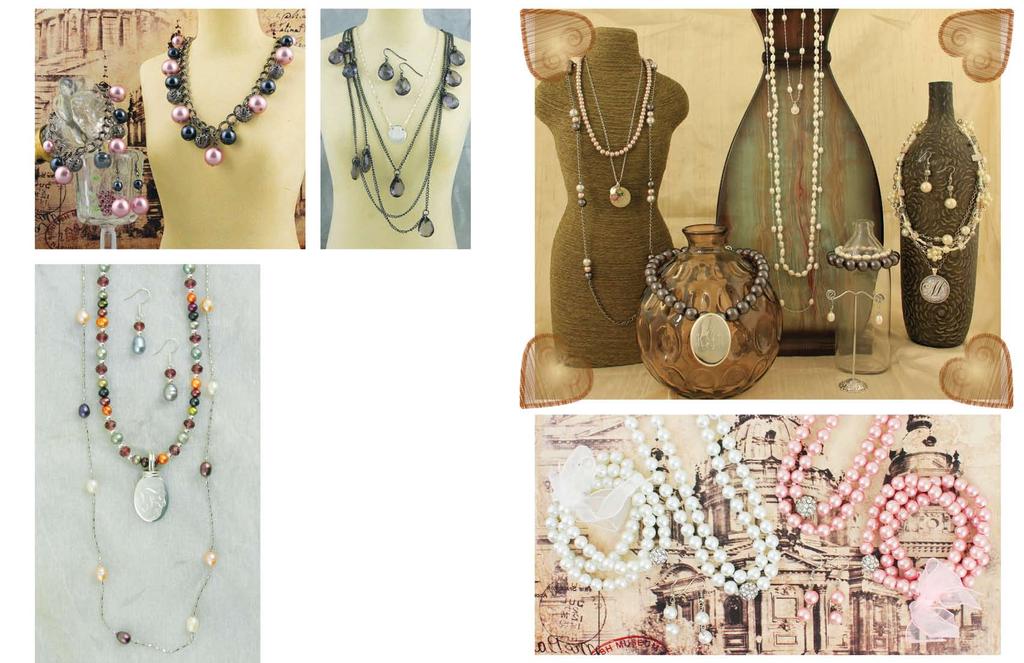b. c. i. f. g. m. a. d. e. a. Rose and midnight glass pearls with filigree beads necklace JN0467 $54 16-18 Earrings JE0230 $16 hang 2 ½ Bracelet JB0387 $34 7 with 2 extender Purchase the Set and Save!
