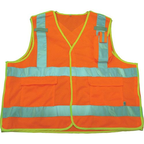 Mesh Surveyors Safety Vests 99Fluorescent orange sports mesh knit fabric 99Contrasting yellow trim for daytime visibility 992 reflective stripes
