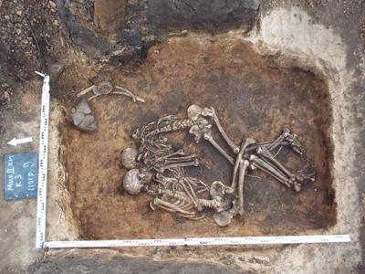 Bronze Age Plague Samara, Russia: Two skeletons buried in a 3,800 year-old shared grave shows the signs of the Bubonic plague similar to the plague that spread throughout Europe in the 14th century,
