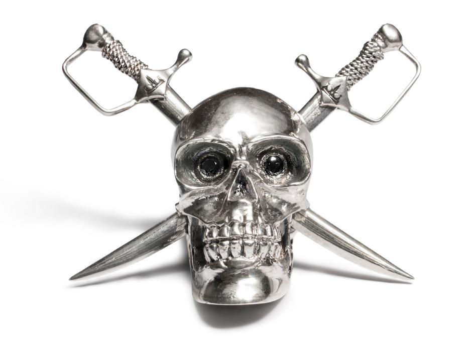Sterling Silver Skull Paper Weight with