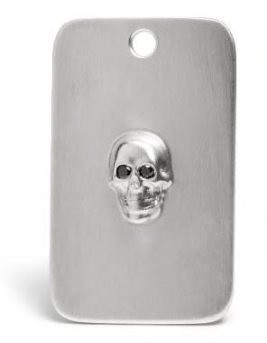 Sterling Silver Ace of Spades Skull Dog Tag Pendant