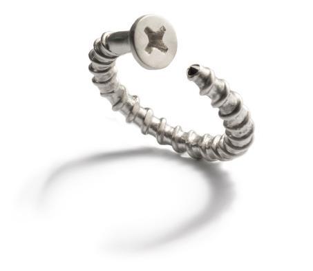 Silver Twisted Screw Ring with