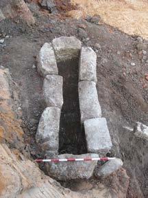 General view of the Grave 37 after excavation (facing east). Grave 25 This north-south oriented cist-grave was found beside the west limit of the excavation, at 35.59m ASL.