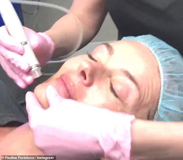 The 53-year-old took to social media on Thursday to share a video of herself getting a hydrafacial done while in New York City.