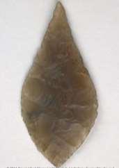 Leaf-shaped arrowhead 3,400 3,750 BC Leaf-shaped arrowheads were used for hunting animals and warfare. The arrowhead was attached to a shaft and fired from a bow.