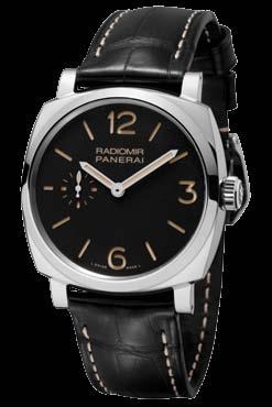 RADIOMIR 1940-42mm Movement: Hand-wound mechanical, Panerai P.999/1 calibre, executed entirely by Panerai, 12 lignes, 3 mm thick, 19 jewels, Glucydur balance, 21,600 alternations/hour.