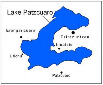 Figure 2. The Lake Pátzcuaro Basin, with Erongarícuaro and other prominent sites mentioned in the text.