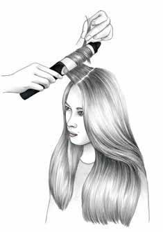Press the section between the plates close to the scalp while maintaining a gentle pressure. Move the straightening iron down to the ends, evenly with a moderately fast speed.