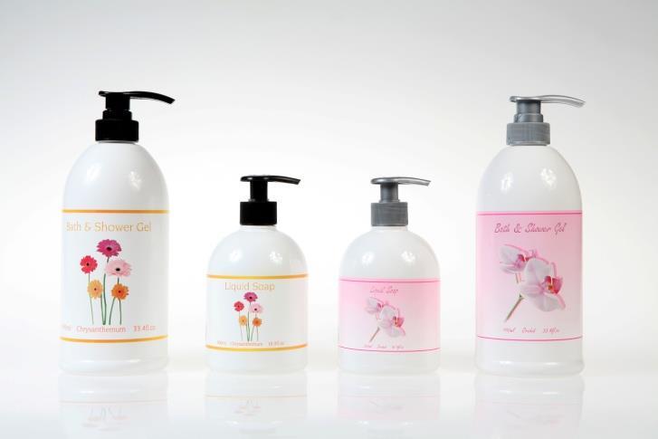 001158 Wellness White/green 500ML 64 8 12 Liquid soap (Orchid) 001159 Wellness White / pink 990ML 96 16 6 Bath & shower gel