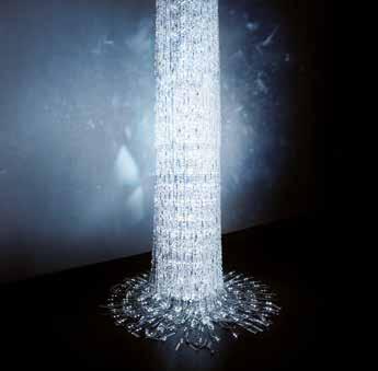No less impressive in effect, Mini Voyage retains the design qualities of the original but is approximately 200 cm / 79 in length and contains up to 5,000 Swarovski crystals, lit internally by white