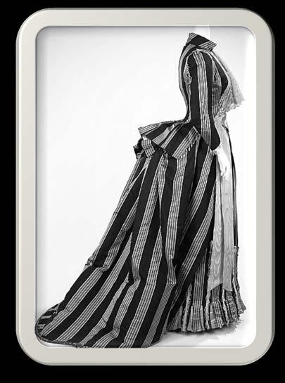 Instead of a full hooped skirt, later designs of Victorian dresses will have most of