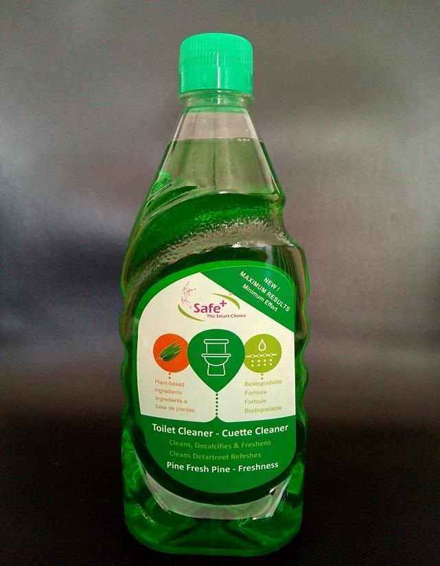 Plant Based Toilet Cleaner (Safe+) This is a natural and powerful toilet cleaner which disinfects and leaves your toilet bowl and hard bathroom