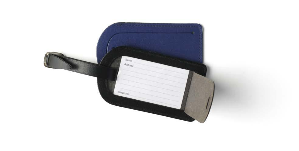 x 151mm (closed) Small Luggage Tag (Address Labels Extra) 26060 Finecell Leather - Standard colours: Black, Navy and Brown 26060 Recycled Leather -