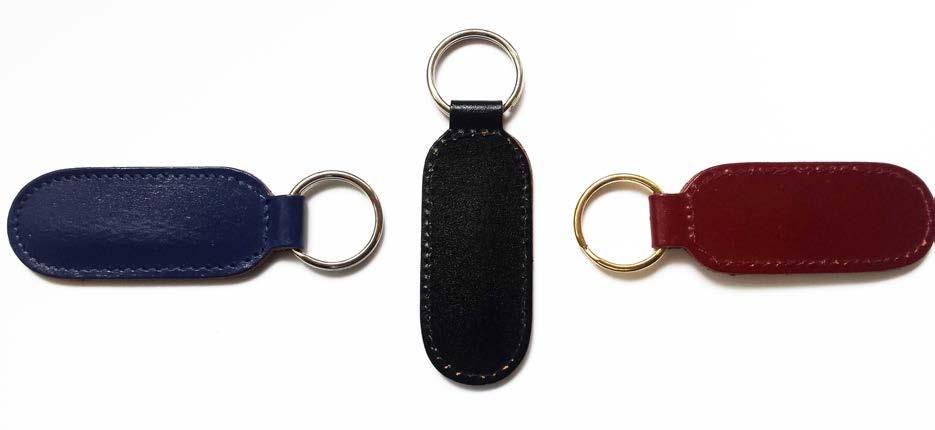 Green 36mm x 80mm (including ring) Oval Key Fob 26320 Recycled Leather - Standard colours: Black, Navy,
