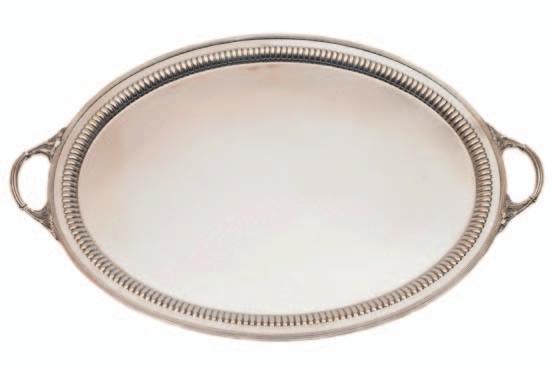 15 15 An Edward VII silver oval tea tray, maker William Hutton & Sons Ltd, London, 1909, of oval outline, with reeded