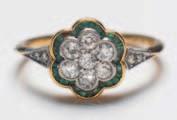 900-1300 162 A gold and diamond five stone ring with graduated, old brilliant-cut stones, approximately 0.6cts.