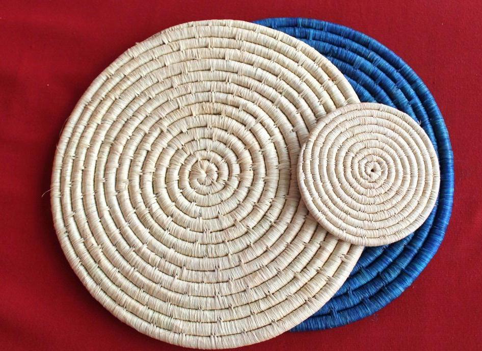 Apron and Pot Holders Item code: KTH100 raffia tablemats and coasters Simple and elegant, these tablemats and coasters are