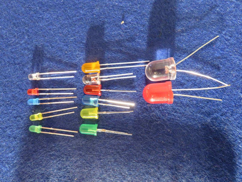 Light-Emitting Diodes (LED s) are available in a variety of sizes and colours.