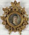 Lot #279: Portrait Miniature of a Gentleman in Carved Giltwood Frame 2 1/8 in. diam. (sight).