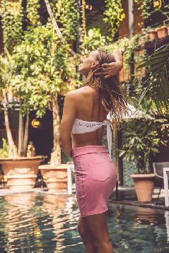 DONNA SKIRT Hot Pink Donna Skirt features backside, front logo