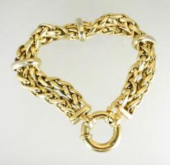 Victorian yellow gold and amethyst bangle. Massive smokey quartz pendant on chain.