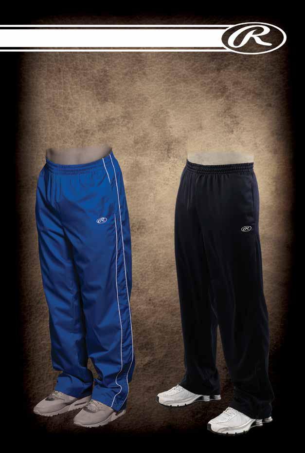 ,,, Steel, RP 9505 100% polyester double knit track pant. Covered elastic waistband and drawstring. 9 lower leg zip bottom and side pockets. Rawlings logo.
