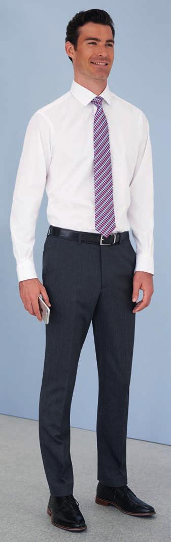 Fit Trouser Single pleat, 2 side pockets, 1 rear pocket.