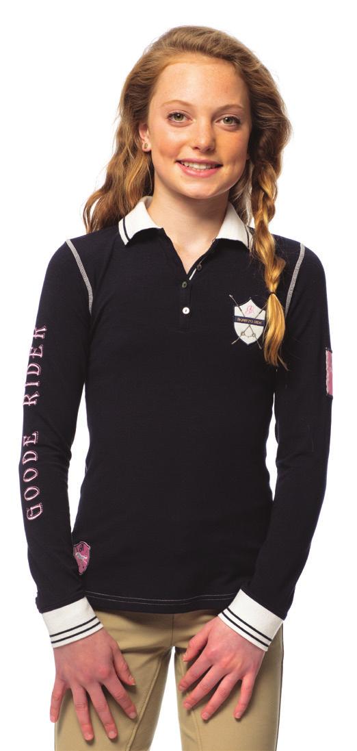 Slightly longer sleeve with contrast logo embroidery details throughout shirt.