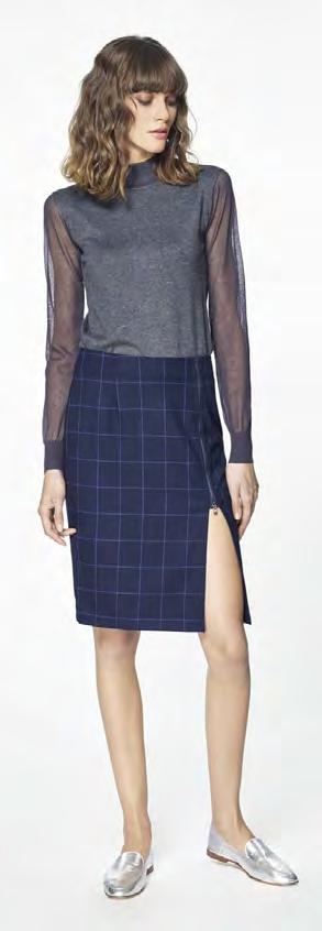 Nylon P170651 Checked pencil skirt with side