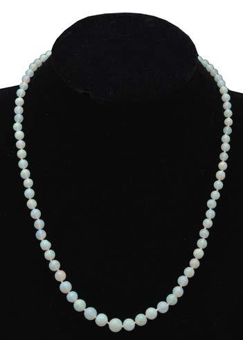 184 A GRADUATED OPAL BEAD NECKLACE, the diameter of the beads ranging from 7.