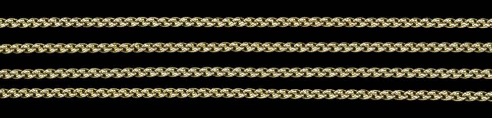 500-600 199 A LATE VICTORIAN GOLD CHAIN NECKLACE, the reeded belcher-link chain spaced with four fancy knot-links, to a ring bolt clasp, stamped 15, necklace length 47cm, weight 26gm.